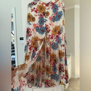 Le Lis Floral Maxi button Up Skirt - Cream, Blue,‎ Yellow, Red